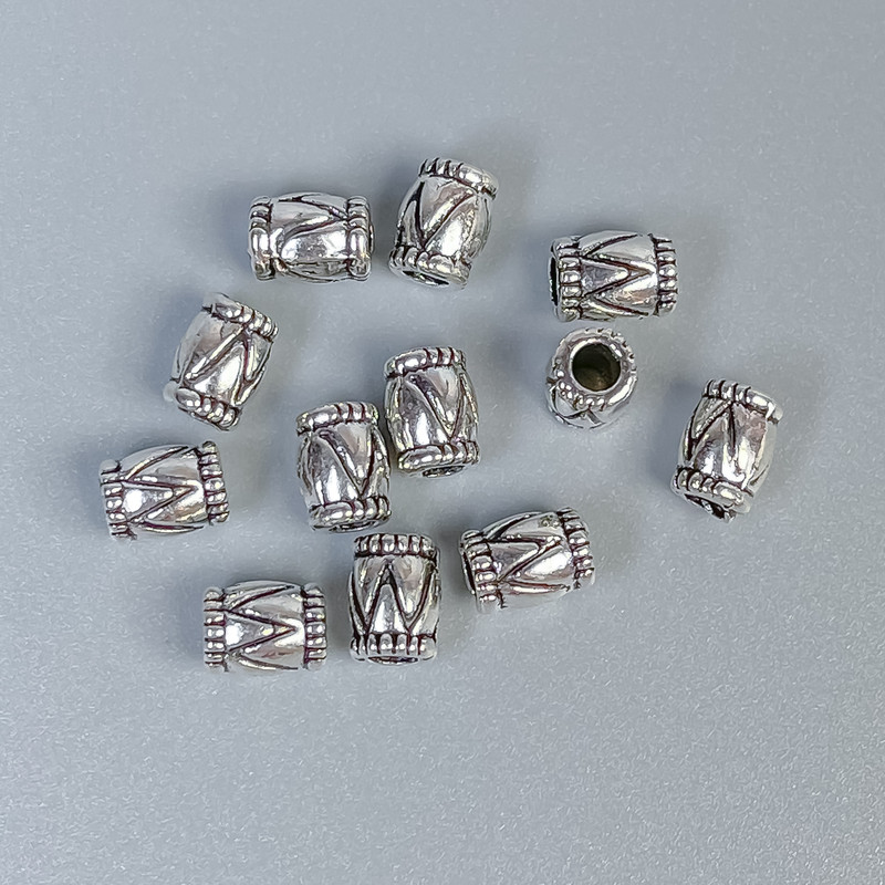 Inserție pentru mărgele, culoare argintiu metalic, diametru 4,5×6 mm, gaură Ø2 mm, ambalaj 36 buc