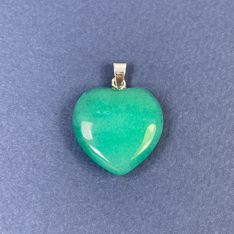 Pandantiv Inimă din chrysoprază tonată 20×20×6×30 mm+