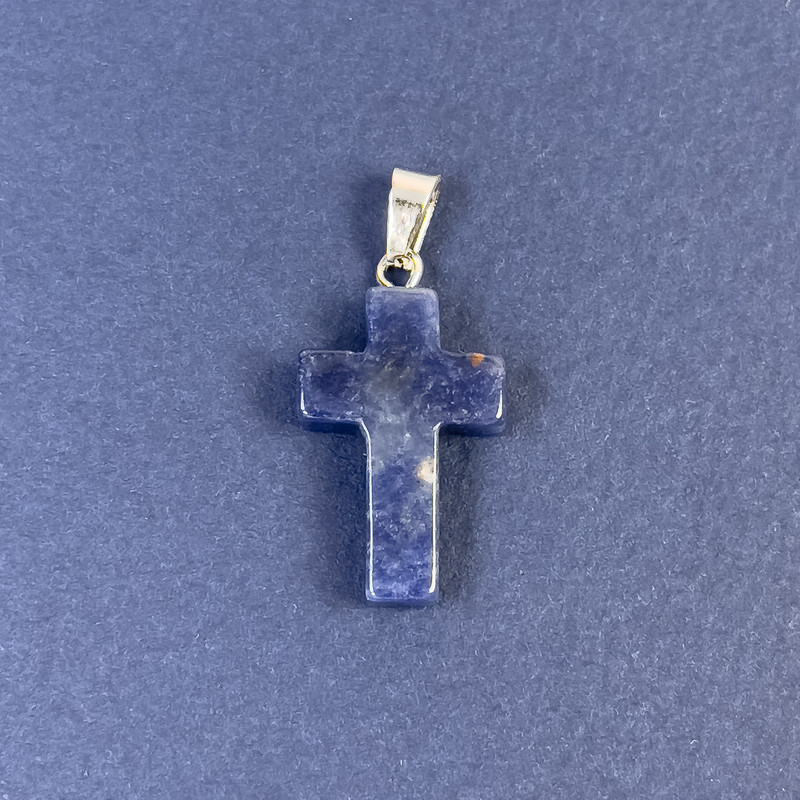 Pandantiv în formă de Cruce din lazurit, piatră naturală, 20×14×5×28 mm+