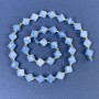 Mărgele de acvamarin tăiate în romb, 8x8 mm, pe șnur, lungime 37 cm
