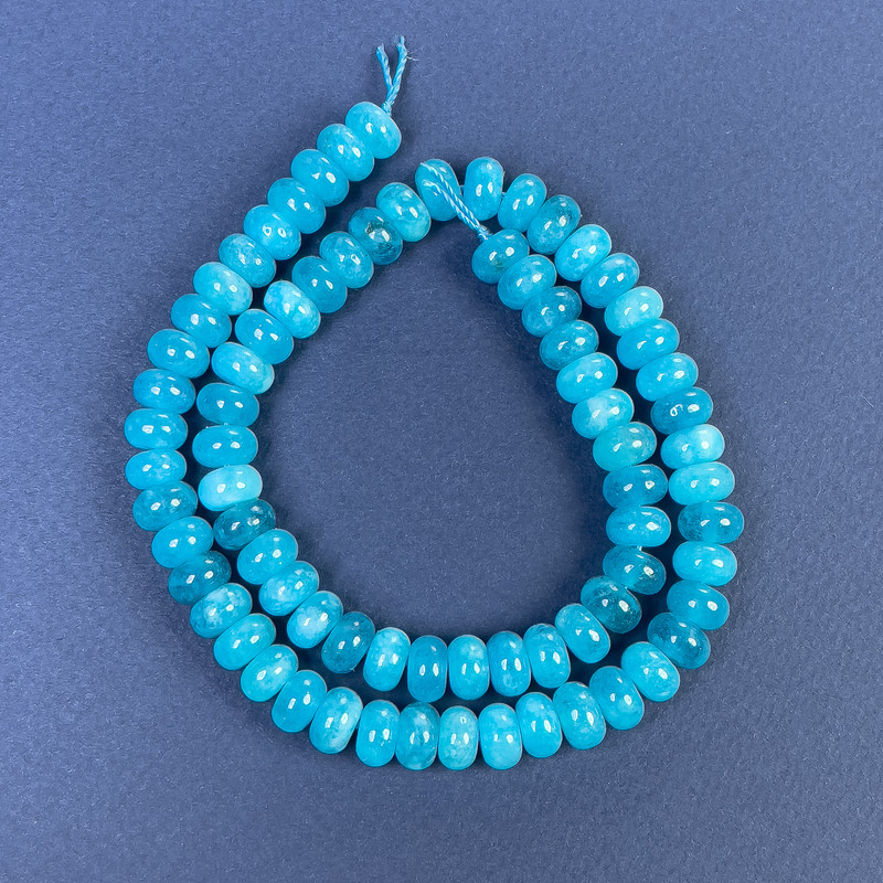 Mărgele acvamarin rondel 8x5 mm - pe șnur, lungimea 38 cm