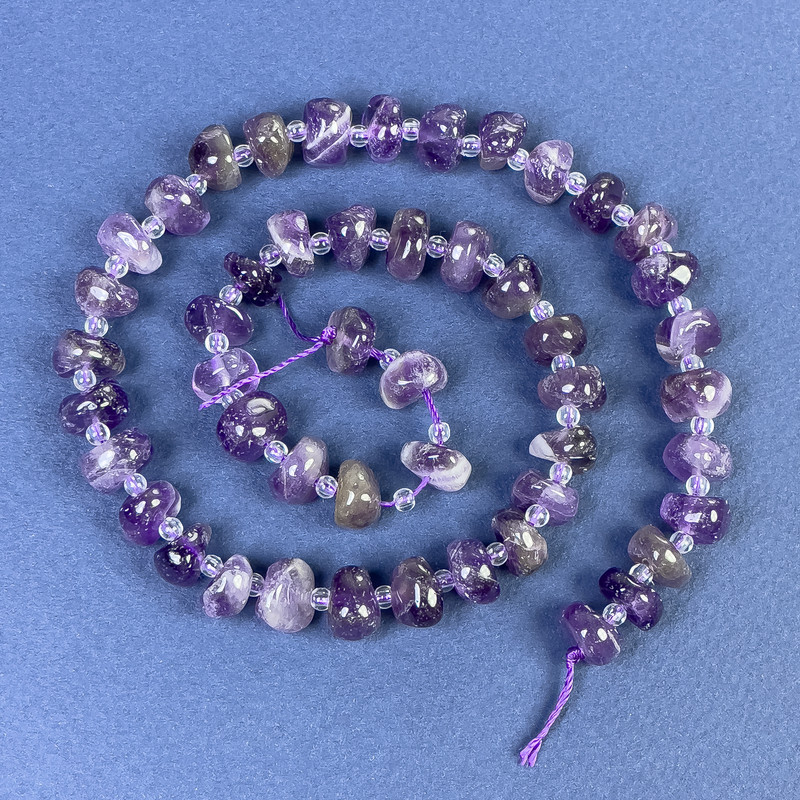 Mărgele ametist facetate, 10x5 mm, cu mărgele de 3 mm, pe șnur, lungime 38 cm