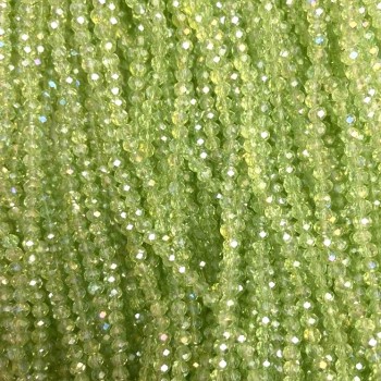 Mărgele din cristal ceh, verde salată cu reflexe petrol, rondeluri tăiate, diametru 3x3 mm (+/-), lungime 32 cm (+/-)
