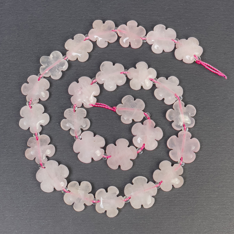 Mărgele din cuarț roz, piatră naturală, formă de floare, diametru 15×6 mm, gaură aproximativ 1 mm, mărgele de tip semințe, diametru 3 mm, lungime 41 cm