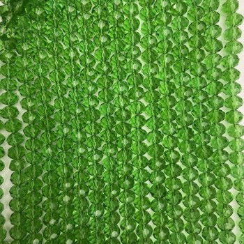 Mărgele din cristal ceh pe fir, verde transparente, rondel fațetat, diametrul 8×6 mm, lungime 40 cm