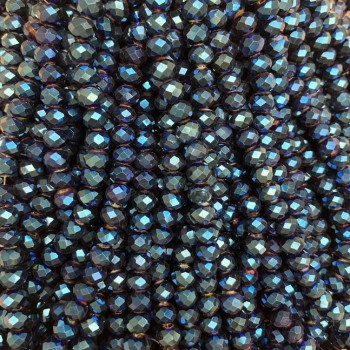 Mărgele din cristal ceh albastru cu acoperire, rondel facetat, diametrul 8x6 mm, lungime 40 cm +