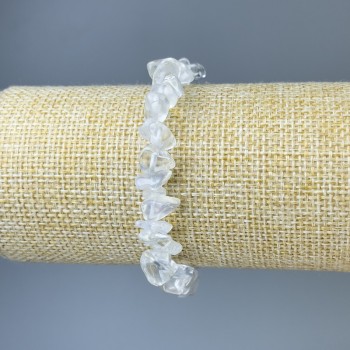 Brățară din cristal și opalit (piatră lunară sintetică), fragmente de 6–8 mm, lungime 18 cm, bandă elastică