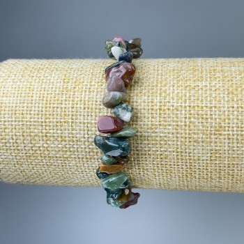 Brățară elastică din jasper verde, granule mici, diametru 6-8 mm, lungime 18 cm