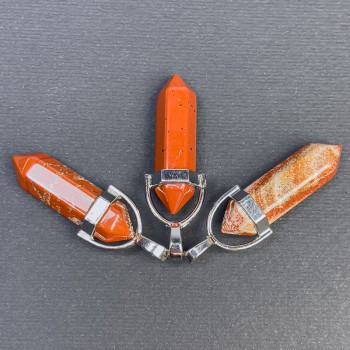 Pandantiv din jasmă roșie, cristal hexagonal în formă de sferă 8×31×41 mm+