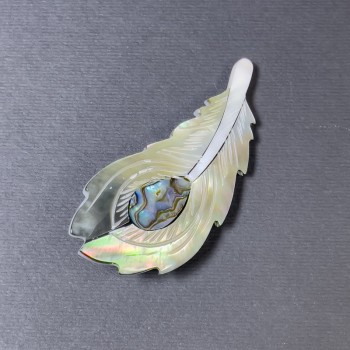 Broșă cu pandantiv Haliozit Pirina, argintiu, metal argintiu, 58×27mm+