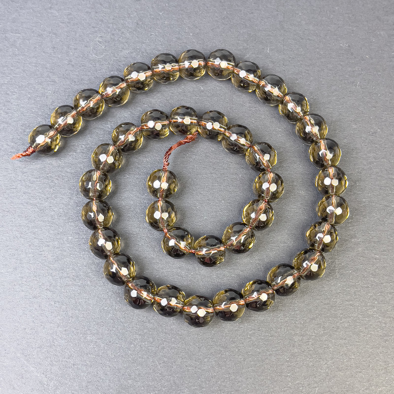 Mărgele Topaz fumuriu, fațetate, 10 mm, pe șnur