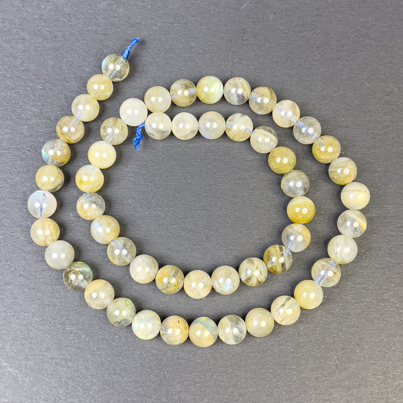 Mărgele din labradorit, bilă netedă de 8 mm, pe șnur, lungime 39 cm