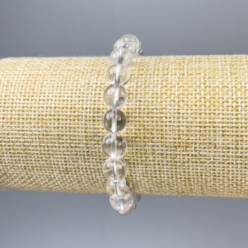 Brățară din cristal de munte, mărgele netede de 8 mm, lungime 18 cm, elastică