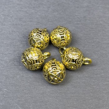 Furnitură pandantiv, culoare metalică aurie, diametru 9,5×12 mm, ambalare 5 buc.