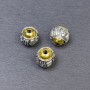 Furnituri mărgele-inserații, culoare metalică argintiu și auriu, diametrul 10×9,5 mm, gaură de aproximativ 2 mm, ambalaj 3 buc.