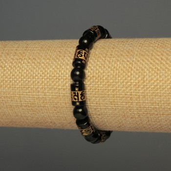 Brățară din agat artificial – bile netede, diametru 8 mm, inserție cilindrică, diametru 12×8 mm, 18 cm, elastică