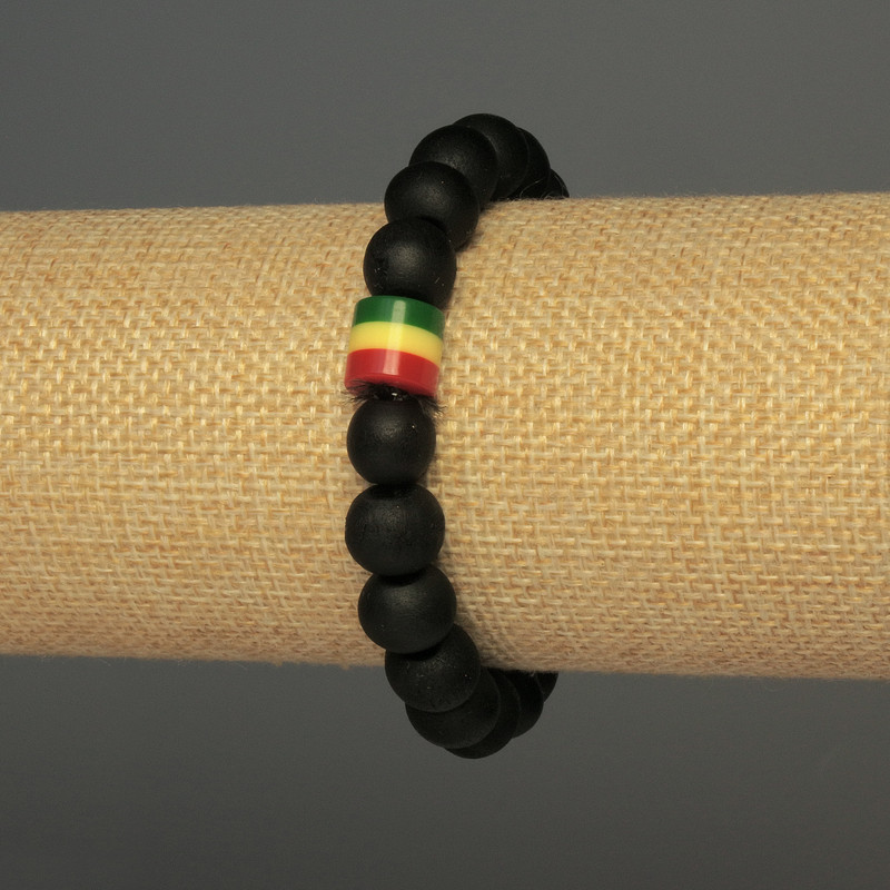 Brățară cu mărgele din lemn, diametrul 10 mm ±, inserție din acrilic 9×8 mm ±, lungime 18 cm ±, pe elastic
