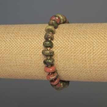 Brățară cu heliotrop – pietre șlefuite rotunjite, diametru 10×5 mm, lungime 18 cm, elastic