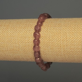 Brățară cu cuarț roz căpșună fațetată, diametrul 8×7 mm, lungime 18 cm, pe bază elastică