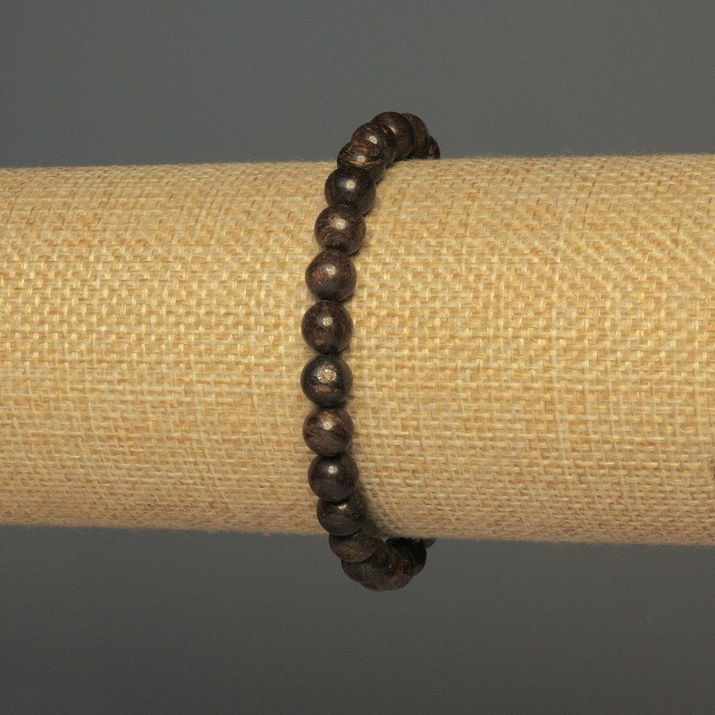 Brățară din bronzit, bile lucioase, diametru 6 mm, lungime 18 cm, elastic