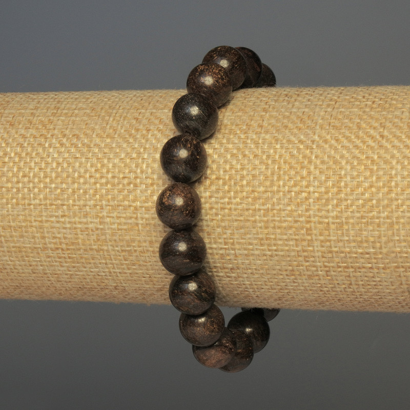 Brățară din bronzit, mărgele netede, diametrul 10 mm, lungime 18 cm, extensibilă