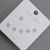 Cercei stud, 3,5 mm, metal argintiu, cristale albe