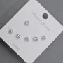 Cercei stud, 3,5 mm, metal argintiu, cristale albe