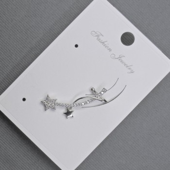 Cercei cu știft, cabochon, metal auriu, 11x28 mm, aproximativ – cristale albe