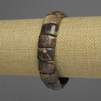 Brățară din jasper oceanic, lanț cu zale, diametrul aproximativ 15×10 mm, lungime 18 cm, extensibilă