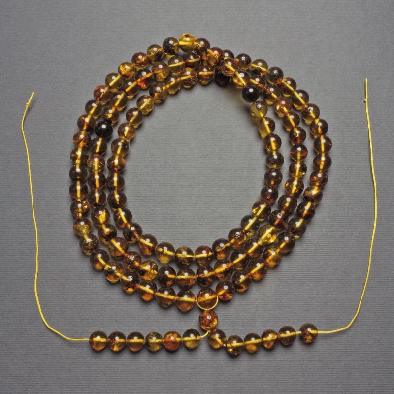 Mărgele pentru rozariu lung, mărgele de chihlimbar, diametrul 8 mm, lungime 94–104 cm