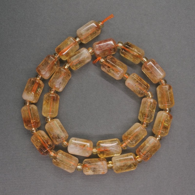 Mărgele din citrin natural, cilindri facetati, diametrul 8×13 mm ±, diametru mărgele 4 mm ±, lungime 40 cm ±