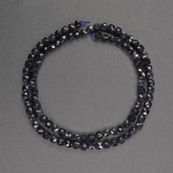 Mărgele din piatră sintetică Aventurin – nisip albastru, cuburi facetate, diametru 4 mm, lungime 39 cm