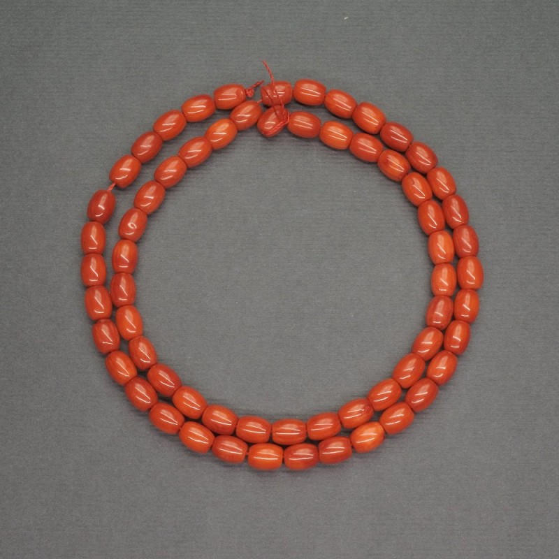 Mărgele naturale din coral portocaliu, formă baril, diametrul 5×6 mm, lungime 40 cm