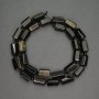Mărgele din piatră naturală Obsidian Solar, cilindru facetat, diametrul 8x13 mm +/-, diametrul 3 mm, lungime 40 cm +/-