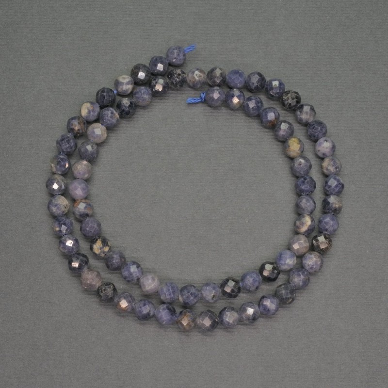 Mărgele din safir natural, formă sferică tăiată, diametrul de 5,5 mm, lungime 39 cm