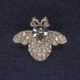 Broșă Insectă cu strasuri irizate curcubeu și albe, metal argintiu, diametrul 28×23 mm +