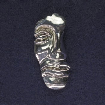 Broșă Accent Fața, culoare argintiu mat, 55×24 mm ± metal argintiu