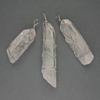 Pandantiv din cristal de munte în împletire, 65×55×18 mm, mărime variată