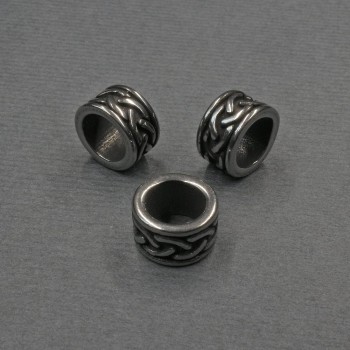 Furnitură mărgea-inserție, culoare metalică argintie, diametru 9×5 mm, gaură aproximativă 6 mm