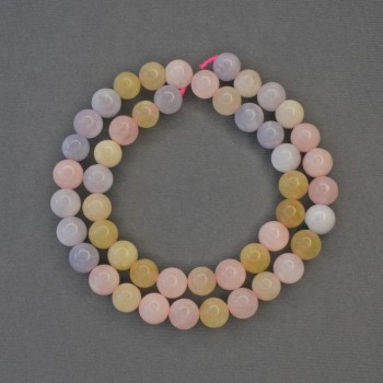 Mărgele din morganit, bile netede, diametru 8 mm, pe șnur, lungime 39 cm
