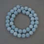 Mărgele de acvamarin, sferice, netede, diametrul 10 mm ±, pe șnur, lungime 38 cm+