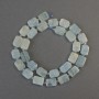 Mărgele de acvamarin tăiate dreptunghiular, dimensiuni aproximative 10–12×9 mm, cu mărgele de 3 mm, lungime 39 cm, pe șnur