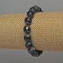 Brățară din agată neagră de foc, cu mărgele tăiate, diametrul 9,5 mm, lungime 18 cm, elastic