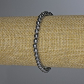 Brățară din hematit cu bile netede, diametrul 5 mm, lungime 18 cm, pe elastic