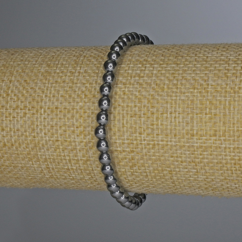Brățară din terahertz, mărgele netede, diametru 5 mm ±, lungime 18 cm ±, extensibilă