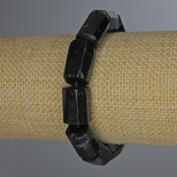 Brățară din turmalin șerl, cilindrică fațetată, diametrul 15×11 mm ±, lungimea 18 cm ±, pe elastic