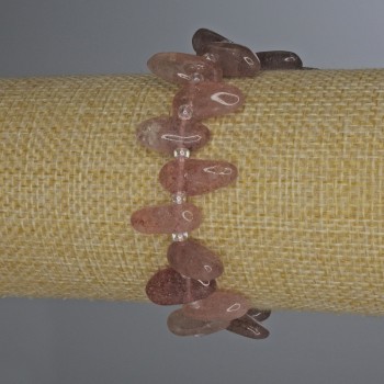 Brățară din cuarț căpșună, rotunjită, cu mărgele, diametrul 12–16×8–12 mm, lungime 18 cm ±, pe elastic