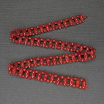 Mărgele de coral, șnur dublu, formă orez, diametrul 13×5 mm, bile netede, diametrul 4 mm, lungime 40 cm, pe șnur