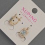 Cercei Xuping cu strasuri albe și cristal albastru, diametrul 8 mm, lungimea 14 mm, placare cu aur 18K