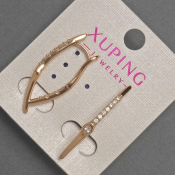 Cercei Xuping cu cristale albe, diametrul 2-3 mm, lungime 32 mm, placare cu aur 18K